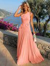 Chiffon One Shoulder Pleated Formal Dresses with 3D Flowers