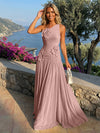 Chiffon One Shoulder Pleated Formal Dresses with 3D Flowers