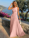 Chiffon One Shoulder Pleated Formal Dresses with 3D Flowers