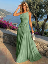 Chiffon One Shoulder Pleated Formal Dresses with 3D Flowers