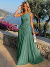 Chiffon One Shoulder Pleated Formal Dresses with 3D Flowers
