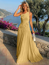 Chiffon One Shoulder Pleated Formal Dresses with 3D Flowers