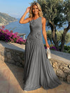 Chiffon One Shoulder Pleated Formal Dresses with 3D Flowers