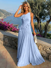 Chiffon One Shoulder Pleated Formal Dresses with 3D Flowers