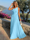 Chiffon One Shoulder Pleated Formal Dresses with 3D Flowers