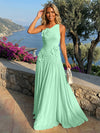 Chiffon One Shoulder Pleated Formal Dresses with 3D Flowers