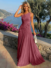 Chiffon One Shoulder Pleated Formal Dresses with 3D Flowers