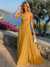 Chiffon One Shoulder Pleated Formal Dresses with 3D Flowers