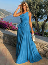 Chiffon One Shoulder Pleated Formal Dresses with 3D Flowers