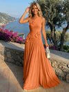 Chiffon One Shoulder Pleated Formal Dresses with 3D Flowers