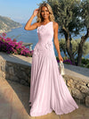 Chiffon One Shoulder Pleated Formal Dresses with 3D Flowers