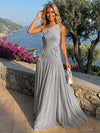 Chiffon One Shoulder Pleated Formal Dresses with 3D Flowers