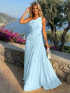 Chiffon One Shoulder Pleated Formal Dresses with 3D Flowers
