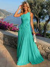 Chiffon One Shoulder Pleated Formal Dresses with 3D Flowers