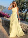Chiffon One Shoulder Pleated Formal Dresses with 3D Flowers