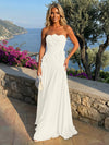 Chiffon Strapless Pleated Formal Dresses with 3D Flowers