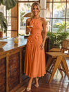Tea Length Chiffon A-Line Halter Pleated Cocktail Dresses with 3D Flowers