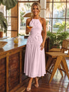 Tea Length Chiffon A-Line Halter Pleated Cocktail Dresses with 3D Flowers