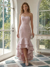 Jacquard High Low Sweetheart Tiered Formal Dresses