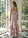 Jacquard High Low Sweetheart Tiered Formal Dresses