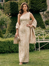 Jacquard Sheath One Shoulder Formal Dresses with Shawl