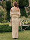 Jacquard Sheath One Shoulder Formal Dresses with Shawl