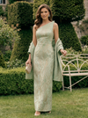 Jacquard Sheath One Shoulder Formal Dresses with Shawl