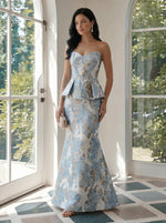 Long Jacquard Satin Mermaid Sweetheart Formal Dresses