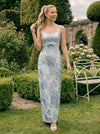 Jacquard Sheath Square Neck Formal Dresses with Bow