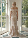 Jacquard High Low Off the Shoulder Formal Dresses with Side Slit