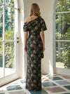 Jacquard Mermaid One Shoulder Pleated Formal Dresses