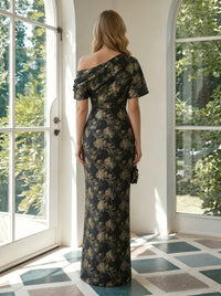 Jacquard Mermaid One Shoulder Pleated Formal Dresses