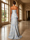 Jacquard Mermaid Strapless Formal Dresses with Ruffles