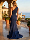 Jersey Mermaid One Shoulder Formal Dresses with 3D Flowers
