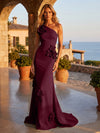 Jersey Mermaid One Shoulder Formal Dresses with 3D Flowers