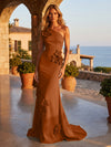 Jersey Mermaid One Shoulder Formal Dresses with 3D Flowers