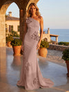 Jersey Mermaid One Shoulder Formal Dresses with 3D Flowers