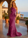Jersey Mermaid One Shoulder Formal Dresses with 3D Flowers