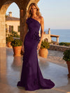 Jersey Mermaid One Shoulder Formal Dresses with 3D Flowers