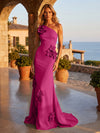 Jersey Mermaid One Shoulder Formal Dresses with 3D Flowers