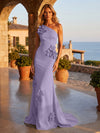 Jersey Mermaid One Shoulder Formal Dresses with 3D Flowers