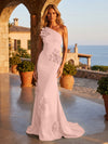 Jersey Mermaid One Shoulder Formal Dresses with 3D Flowers
