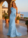 Jersey Mermaid One Shoulder Formal Dresses with 3D Flowers