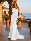 Jersey Mermaid One Shoulder Formal Dresses with 3D Flowers