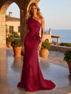 Jersey Mermaid One Shoulder Formal Dresses with 3D Flowers