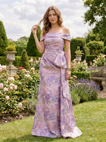 Jacquard Mermaid Off the Shoulder Formal Dresses with Bow