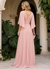 Chiffon Mermaid V Neck Delicate Pleated Formal Dresses