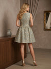Jacquard A-Line Boat Neck  Formal Dresses with Floral