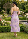 Jacquard Sheath Strapless Formal Dresses with Bow