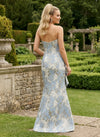 Jacquard Mermaid Strapless Formal Dresses with 3D Flowers